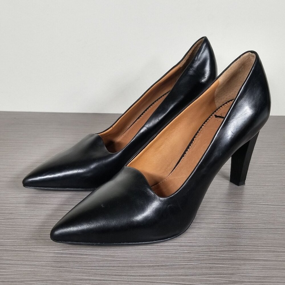 Franco Sarto Shaley Pump, Black Leather, Womens Size 7 M / 37